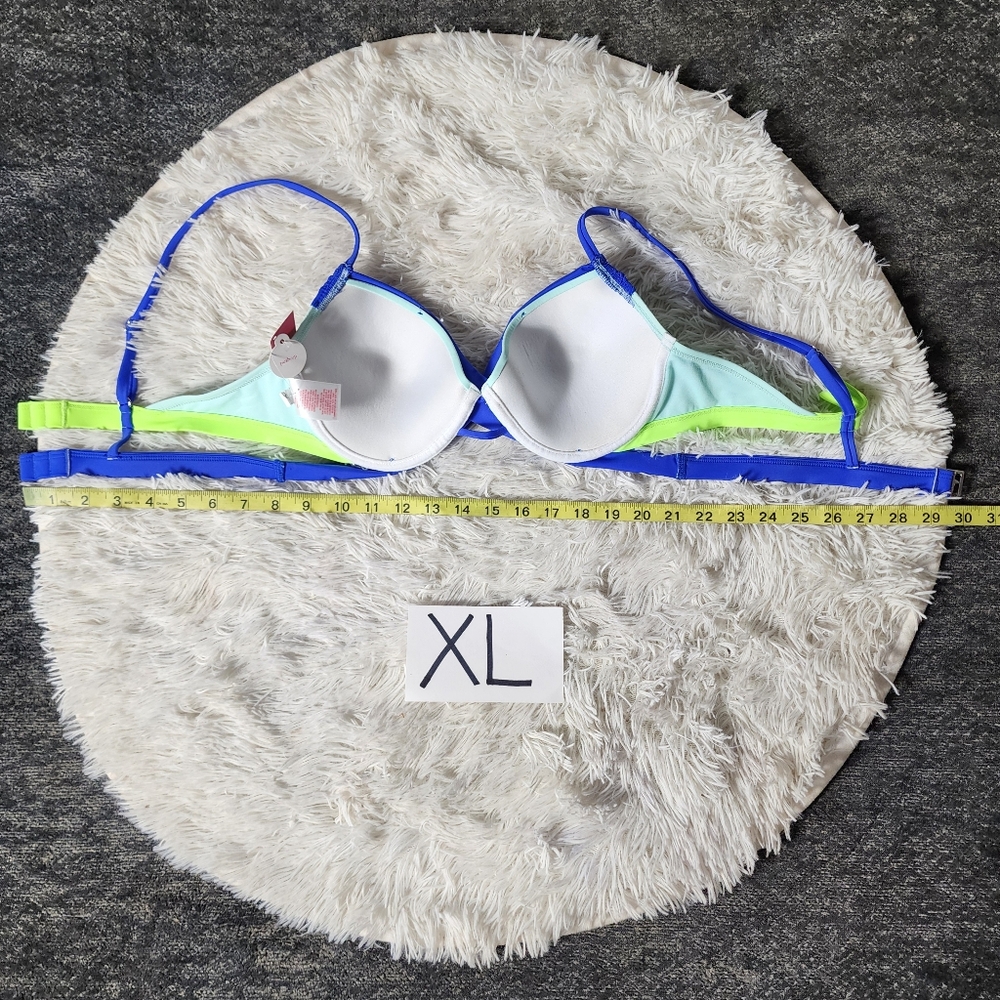 Green and Blue Colorblock Push-Up Cheeky Bikini Set - Picture 14 of 16
